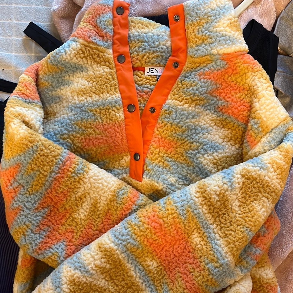 Fuzzy Button Up Sweater - image 1